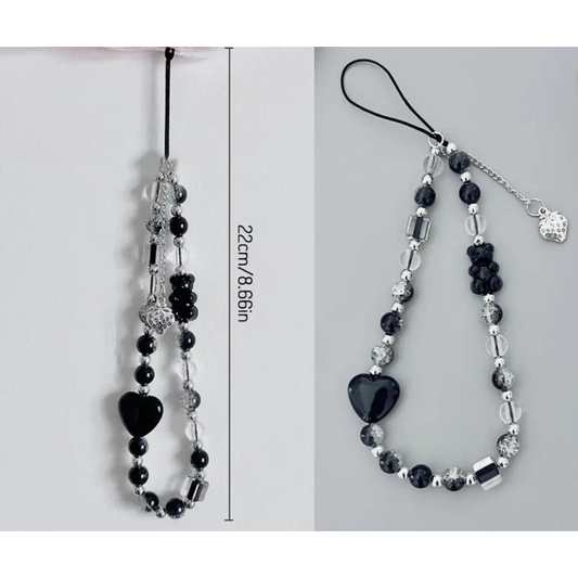 Black Beaded Phone Strap WayCase