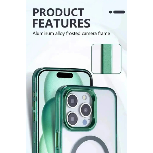 Clear MagSafe iPhone 15 Pro Max Case featuring the aluminum frame and buttons - WayCase
