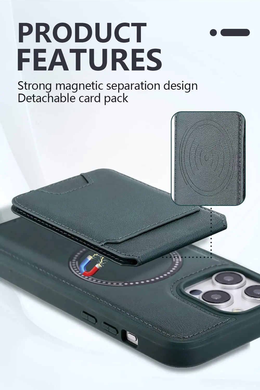 MagSafe Wallet for iPhone – Magnetic Black Leather Card Holder WayCase