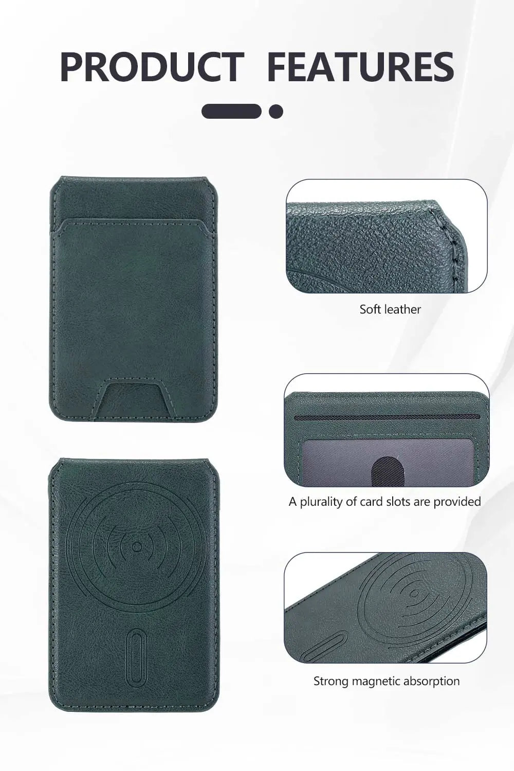 MagSafe Wallet for iPhone – Magnetic Black Leather Card Holder WayCase