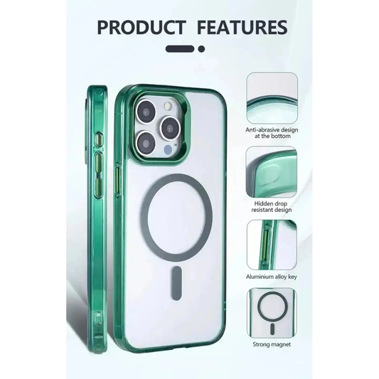 Clear MagSafe iPhone 15 Pro Max Case showing the features - WayCase