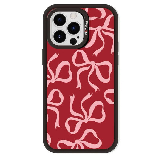Tough MagSafe iPhone Case red with pink bows