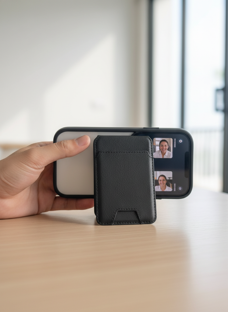 Leather MagSafe Black Wallet designed by WayCase