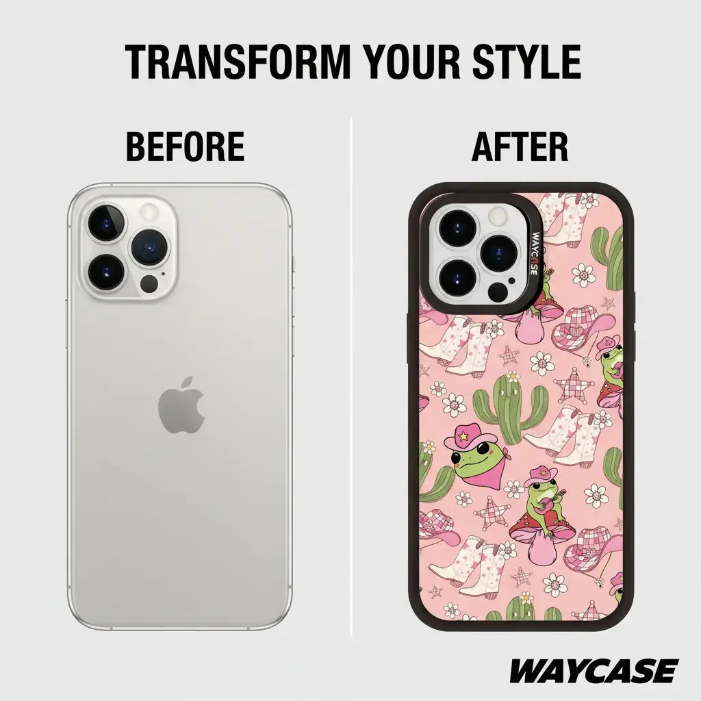 showing an iphone with a phone case and without