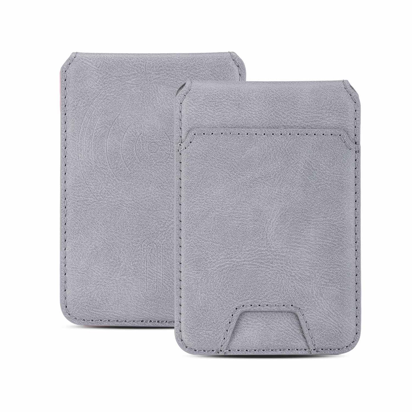 MagSafe Wallet for iPhone – Magnetic Grey Leather Card Holder WayCase