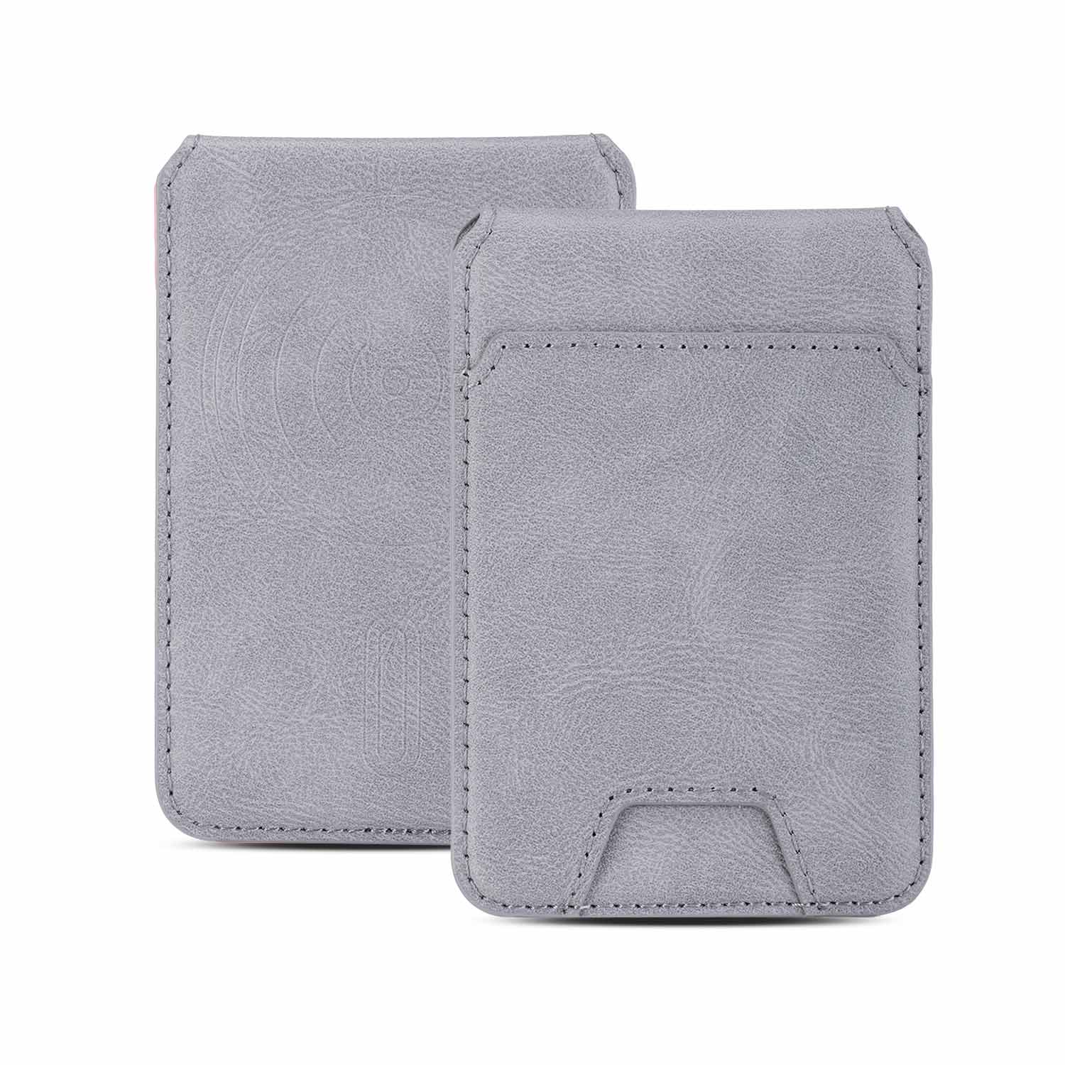 MagSafe Wallet for iPhone – Magnetic Grey Leather Card Holder WayCase
