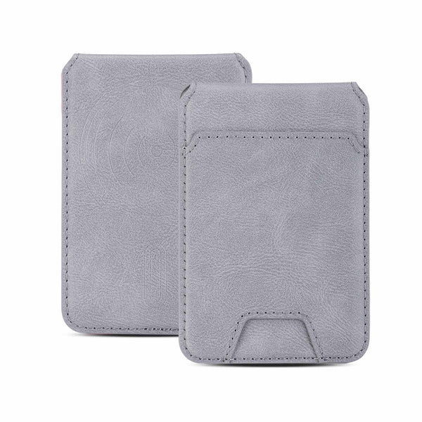 MagSafe Wallet for iPhone – Magnetic Grey Leather Card Holder WayCase
