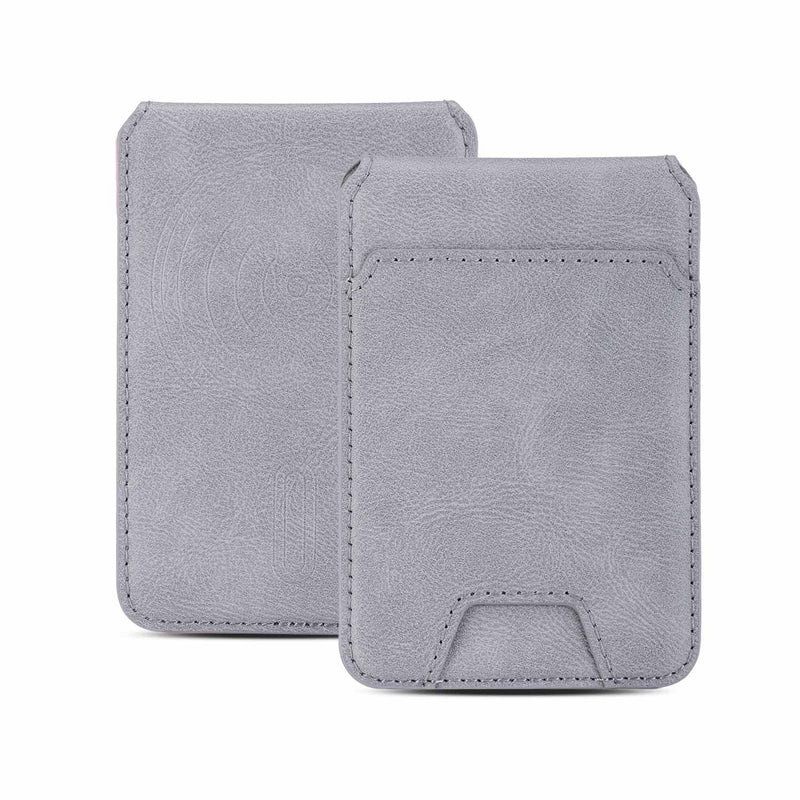 MagSafe Wallet for iPhone – Magnetic Grey Leather Card Holder WayCase