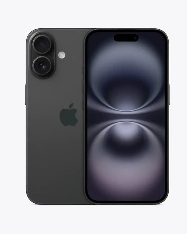 Black smartphone with Apple logo on a white background