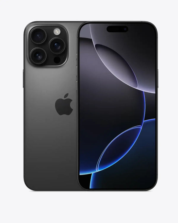 Black iPhone with Apple logo on a white background