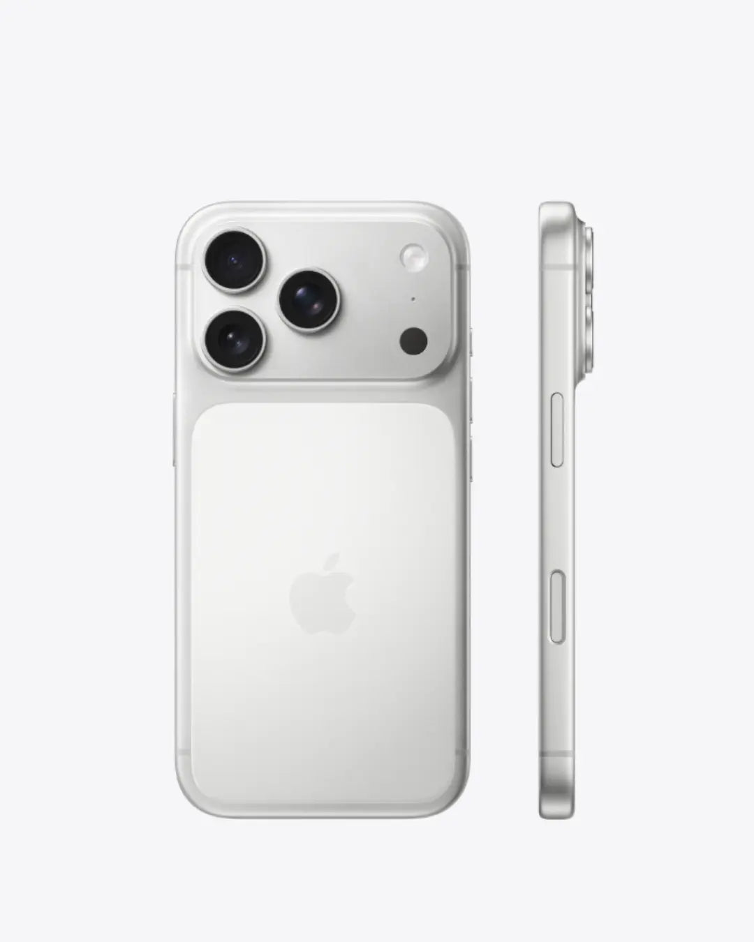 Silver White iPhone smartphone showing back and side views on a white background