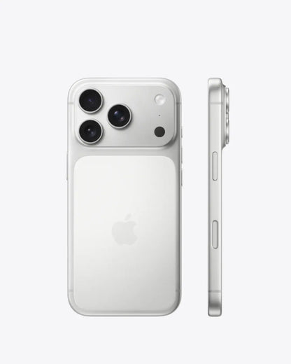Silver White iPhone smartphone showing back and side views on a white background