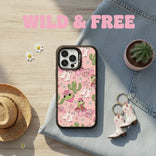 iPhone case in pink colour with cowboy frogs