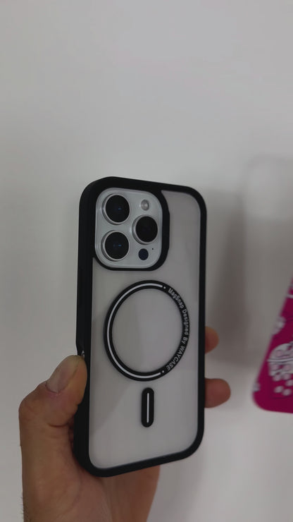 Video showcasing the Tough MagSafe® iPhone Case with MagSnap™ Fries Over Guys design. Features a playful fries graphic on a magnetic back plate that snaps on and off easily. Demonstrates durable protection, personalised style, and full MagSafe® compatibility.