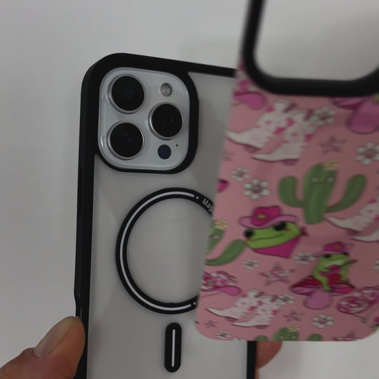 Tough MagSafe® iPhone Case with Cowboy Frog MagSnap™ cover, featuring easy snap-on design and MagSafe® compatibility.