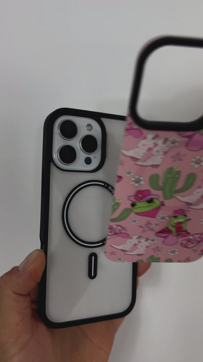 Tough MagSafe® iPhone Case with Cowboy Frog MagSnap™ cover, featuring easy snap-on design and MagSafe® compatibility.