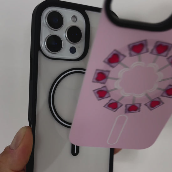 Tough MagSafe® iPhone Case with candy crush MagSnap™ cover, showing snap-on design and MagSafe® compatibility.
