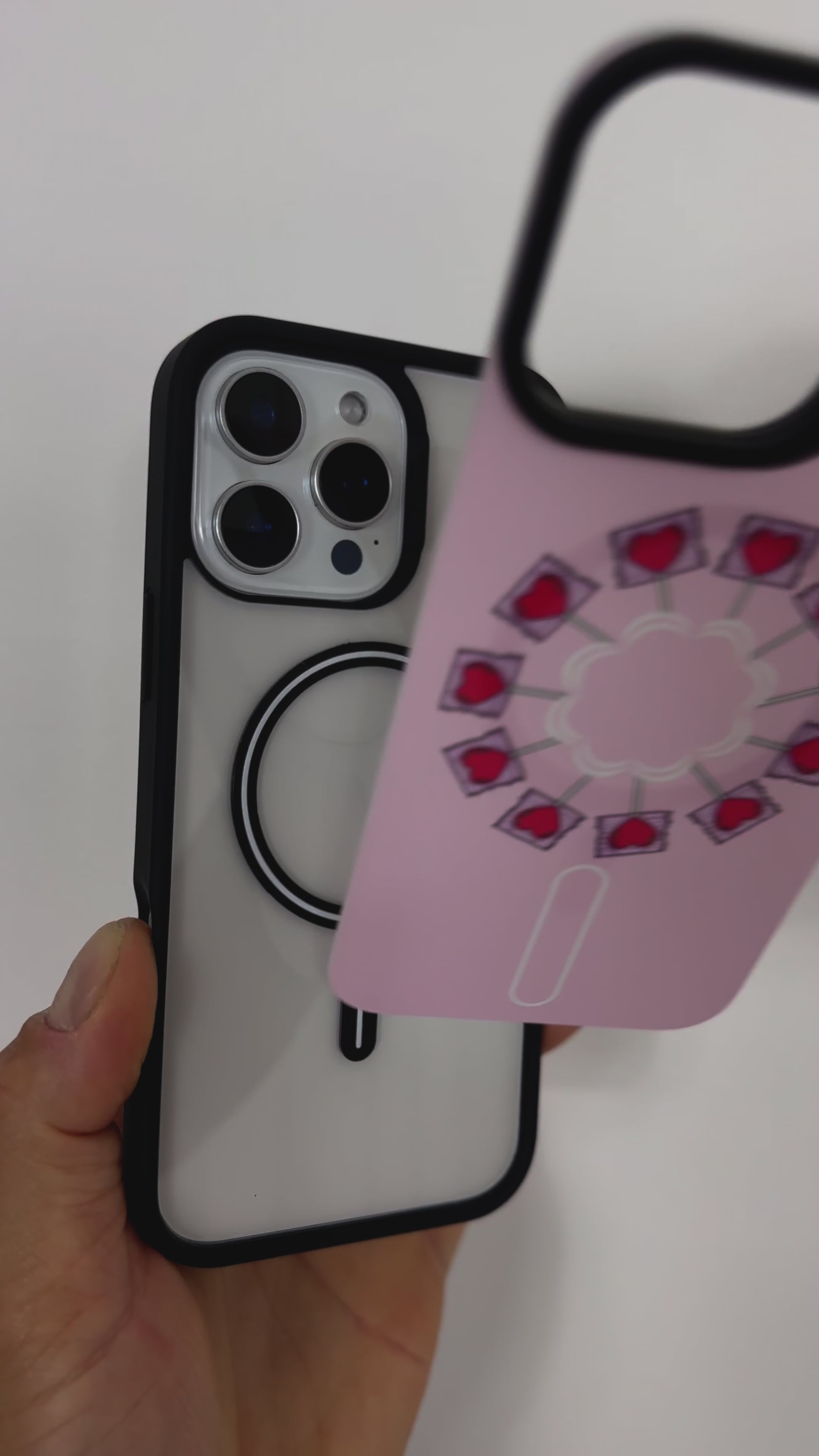 Tough MagSafe® iPhone Case with candy crush MagSnap™ cover, showing snap-on design and MagSafe® compatibility.